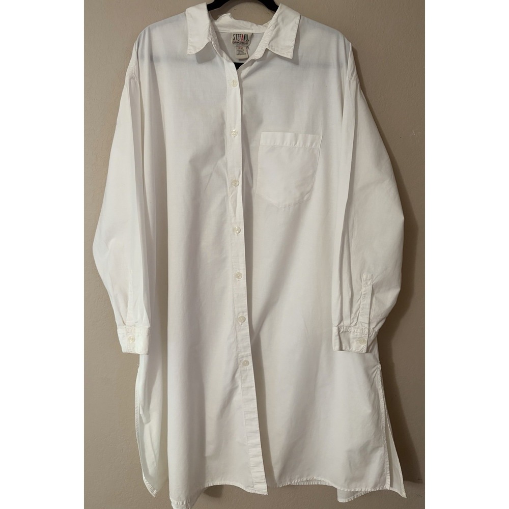 Vintage Stefano International White Oversized Shirt Dress Tunic 90' Minimalist‎